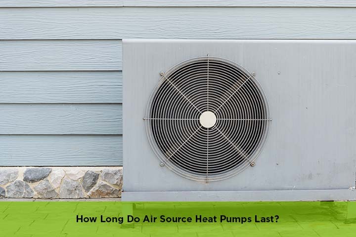 Air source heat pump outside home – illustrating lifespan and durability