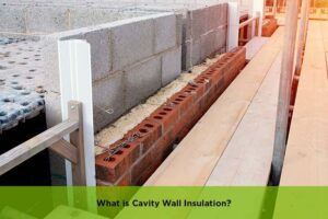 Cavity wall insulation in UK home showing thermal barrier between walls for energy efficiency.