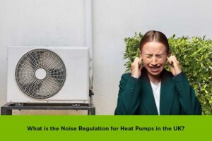 Heat pump installed in a UK garden with noise regulation guidelines in mind