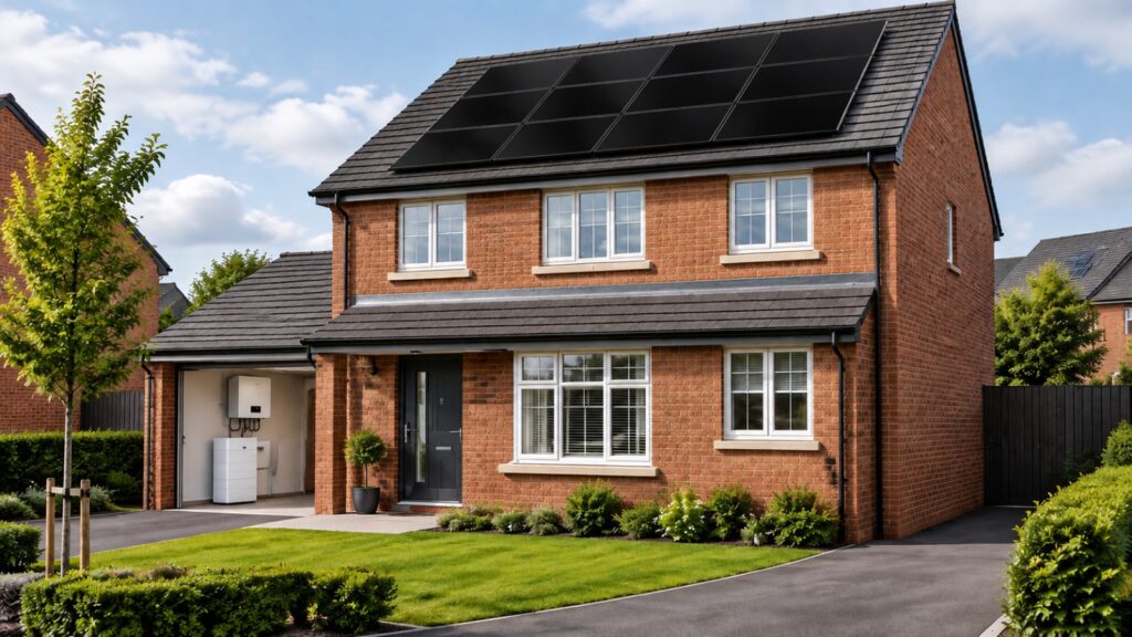 3-4 bedroom home with a 5.6 kWp solar panel system and battery storage